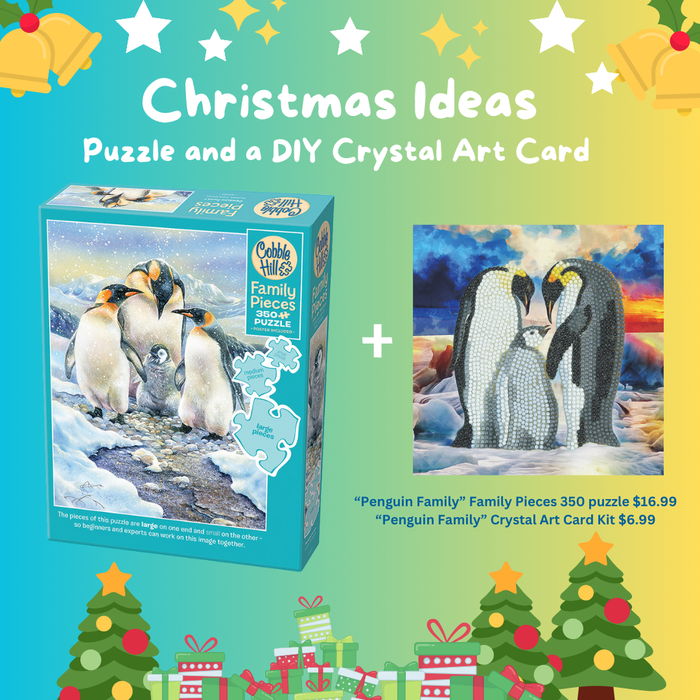 Bundle: Penguin Family Family Pieces 350 Puzzle and Penguin Family Card Kit