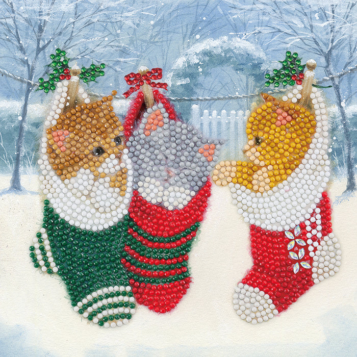 Crystal Art Card Kit: Christmas Kittens