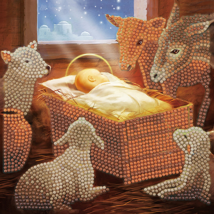 Bundle: Holy Night Family Pieces 350 Puzzle and Baby in a Manger Card Kit