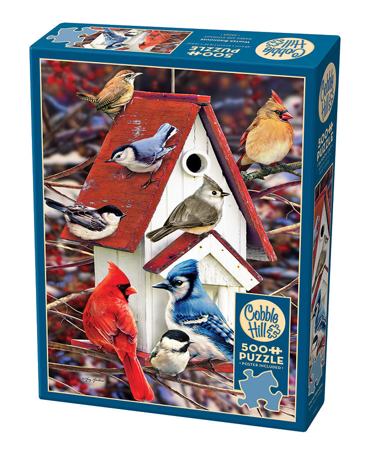 Winter Birdhouse 500 piece jigsaw| Cobble Hill Puzzles Official USA 45065 |Cobble Website Hill Puzzles —